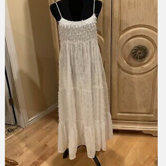 NWT Zara Embroidered Fringed Summer Dress Sz. L - Picture 5 of 7